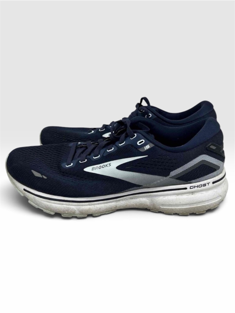 Brooks Ghost 15 Womens Navy Blue Silver Running Shoes Sneakers Size 10 - Picture 3 of 6